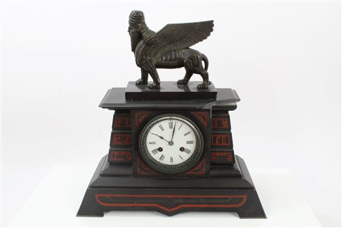 Lot 963 - Egyptian revival mantel clock with French...