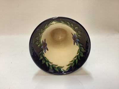 Lot 1249 - Moorcroft pottery vase decorated in the Kaffir Lily pattern, signed S.Hayes, dated 14.2.2002, 15cm high