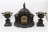 Lot 967 - Good quality late Victorian clock garniture...