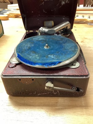 Lot 2207 - Small sized tin cased portable gramophone