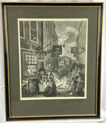 Lot 340 - Three Hogarth black and white engravings, 1738, depicting humourous scenes of debauchery, drunkeness, and street life in London