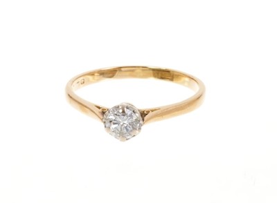 Lot 474 - Diamond single stone with a round brilliant cut diamond estimated to weigh approximately 0.40cts in platinum claw setting on 18ct gold shank