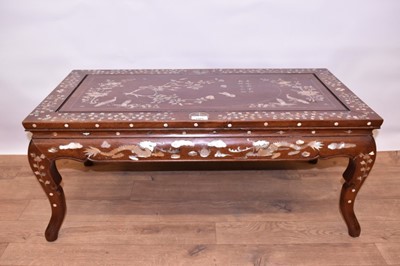Lot 1395 - Chinese padouk low opium table decorated with mother of pearl