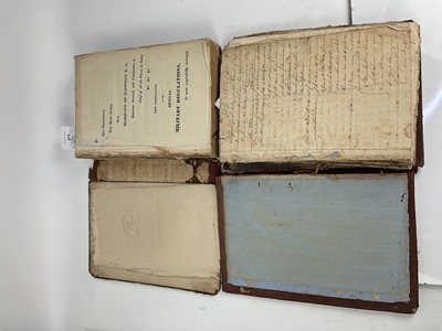 Lot 675 - Military interest- 19th century bound volume of General Orders Choultry Plain, dated 1822, with hand annotations, together with a Carrol's code volume dated 1817 (2 books)