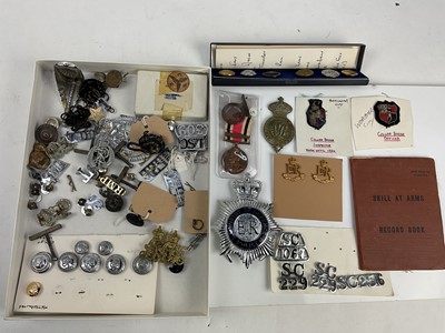 Lot 590 - George V Special Constabulary Long Service medal with The Great War 1914 - 1918 clasp, named to Arthur Savage, together with other Police badges, buttons and insignia (1 box)