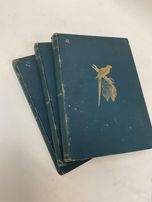 Lot 1703 - W. T. Greene -  Parrots in Captivity, London: George Bell and Sons, first editions 1884-7. 3 volumes, 8vo, original tooled cloth binding