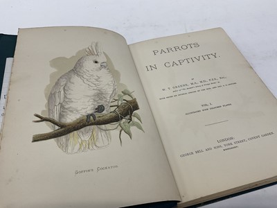 Lot 1703 - W. T. Greene -  Parrots in Captivity, London: George Bell and Sons, first editions 1884-7. 3 volumes, 8vo, original tooled cloth binding