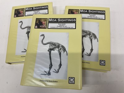 Lot 1709 - Bruce Spittle - Moa Sightings, 3 Volumes, signed by the author, together with a quantity of books relating to extinct birds. (1 box)