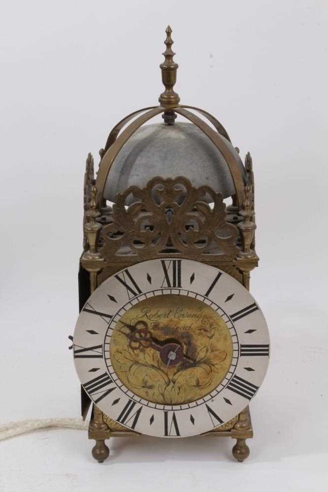 Lot 658 - 17th century-style lantern clock signed Robert Evans, Halstead, on bracket