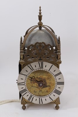 Lot 658 - 17th century-style lantern clock signed Robert Evans, Halstead, on bracket