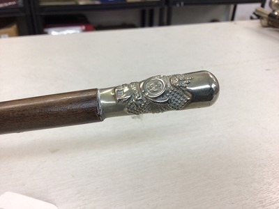 Lot 525 - Victorian Royal Scots Fusiliers swagger stick and Highland Light Infantry swagger stick on snake decorated stem (2)