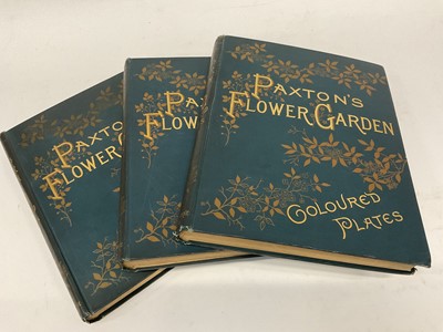 Lot 1720 - John Lindley and Joseph Paxton - Paxton’s Flower Garden… revised by Thomas Baines. London, Paris, etc., 1882-1884. 3 vols., 4to, original decorative cloth