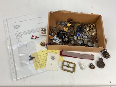 Lot 598 - Collection of Police and Military badges and buttons (1 box)