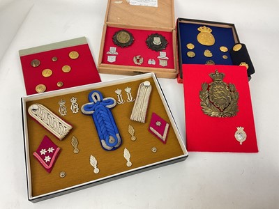 Lot 601 - Collection of Police and military badges in well mounted annotated displays (1 box)