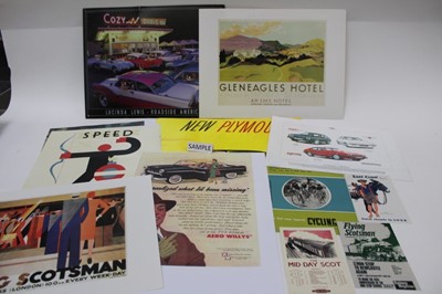 Lot 1518 - Box of transport related prints and posters, tractors, Ford cars, London buses etc
