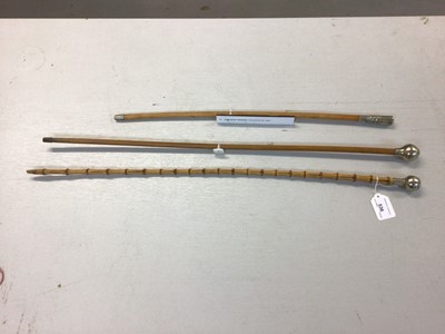 Lot 536 - Hampshire Regiment swagger stick, Kings Own 4th Foot swagger stick and another (3)