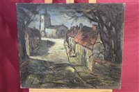 Lot 1008 - Paul Earee (1888 - 1968), oil on canvas - Road...