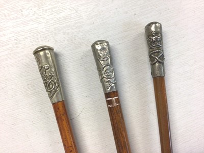 Lot 543 - Victorian South Staffordshire swagger stick, Sherwood Foresters swagger stick and North Staffordshire Regiment swagger stick (3)