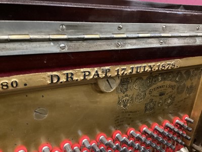 Lot 1449 - Rare late 19th century Steinway and Sons rosewood and marquetry inlaid upright piano, circa 1896