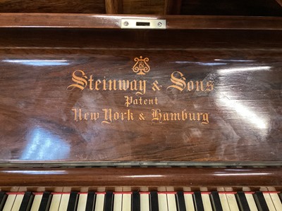 Lot 1449 - Rare late 19th century Steinway and Sons rosewood and marquetry inlaid upright piano, circa 1896