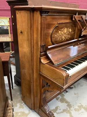 Lot 1449 - Rare late 19th century Steinway and Sons rosewood and marquetry inlaid upright piano, circa 1896