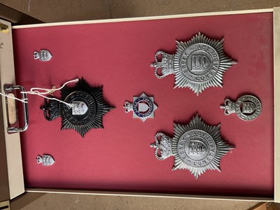 Lot 622 - Thirty draws containing a well presented collection of British Police badges and insignia with annotations, contained in a metal filing cabinet.