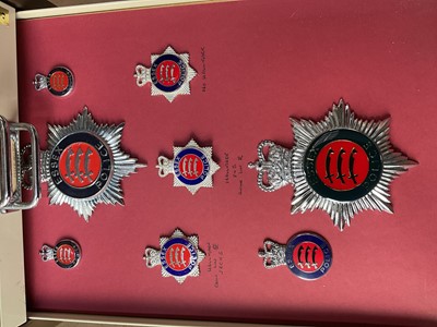 Lot 622 - Thirty draws containing a well presented collection of British Police badges and insignia with annotations, contained in a metal filing cabinet.