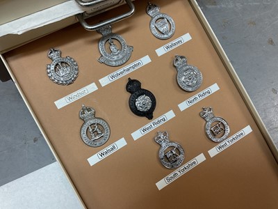 Lot 622 - Thirty draws containing a well presented collection of British Police badges and insignia with annotations, contained in a metal filing cabinet.