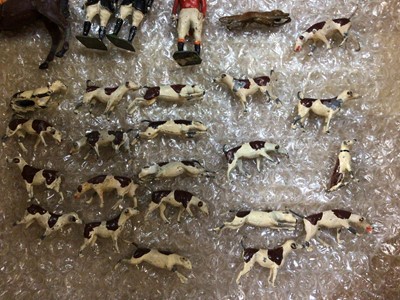 Lot 1969 - Selection of Britains lead hunting figures including mounted figures, fox, hounds and walking figures