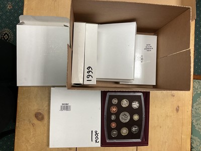 Lot 231 - G.B. - Royal Mint mixed year proof set's in red cases/boxes to include 1998, 1999, 2002, 2003, 2004, 2007 and in black leather case 2010 (N.B. All cased with Certificate's of Authenticity) (7 coin...