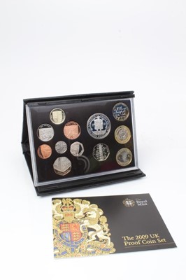 Lot 232 - G.B. - Royal Mint proof set in black leather case 2009 to include 'Kew Gardens' 50p (N.B. Cased with Certificate of Authenticity) (1 coin set)
