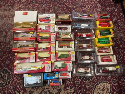 Lot 1994 - Diecast boxed selection of buses and lorries various manufacturers including Corgi, Matchbox etc. (qty)