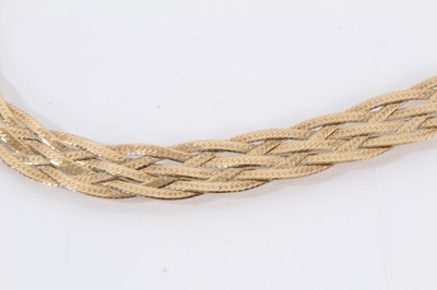 Lot 921 - 9ct gold six strand plaited chain necklace