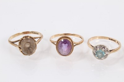 Lot 923 - Six 9ct gold gem set dress rings