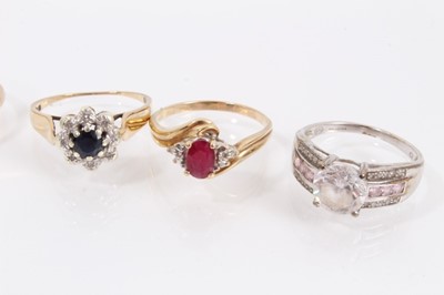Lot 923 - Six 9ct gold gem set dress rings