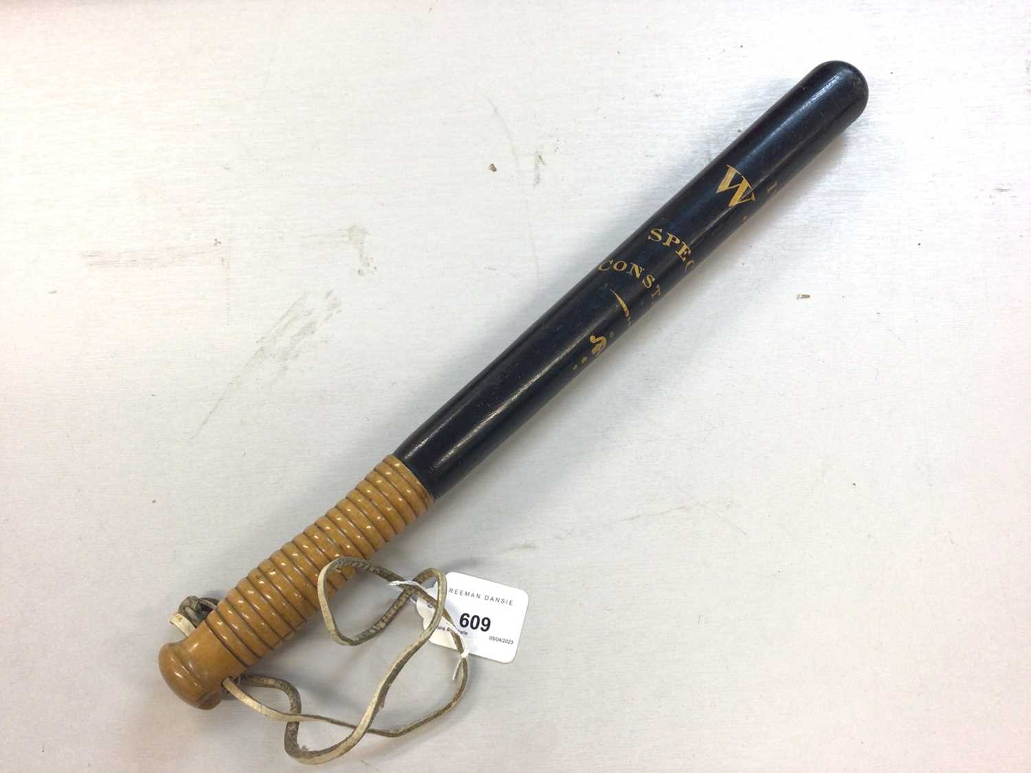 Lot 609 - William IV painted Special Constable truncheon with WR IV cipher and gilt legend by Parker Holborn 45cm