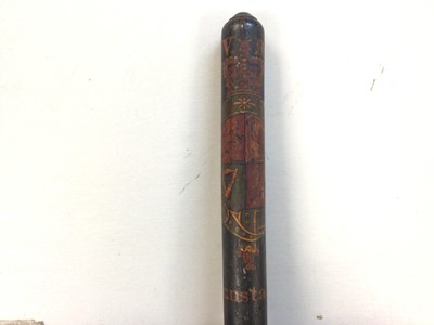 Lot 610 - Victorian painted truncheon with Crowned VR Royal Arms and 'Constable' and turned wood grip 41cm