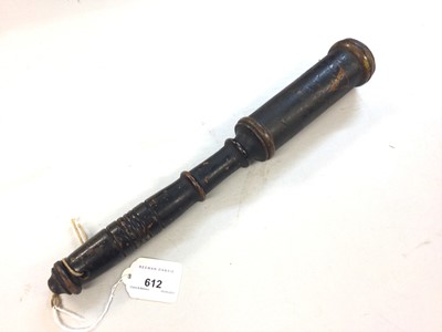 Lot 612 - Victorian black and gilt painted truncheon with VR cipher 36cm