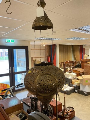 Lot 266 - Middle Eastern brass hanging lantern