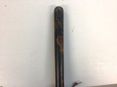 Lot 615 - Victorian painted truncheon with crowned VR cipher and ribbed grip 45cm