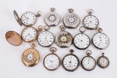 Lot 1056 - Collection of silver and gold plated pocket watches (14)
