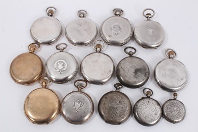 Lot 1056 - Collection of silver and gold plated pocket watches (14)