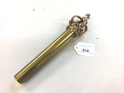 Lot 618 - Commemorative gilt brass tipstaff with crown finial and 150 year Police anniversary inscription 21.5cm