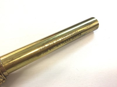 Lot 618 - Commemorative gilt brass tipstaff with crown finial and 150 year Police anniversary inscription 21.5cm