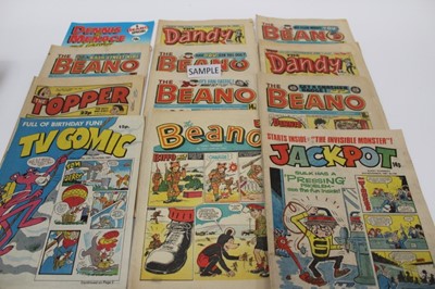 Lot 1507 - A collection of Beano, Dandy and other comics, Picture Library comics, cigarette cards, tea cards, flick books, and other ephemera
