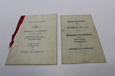 Lot 1511 - Autographs Arsenal Football Club Dinner & Dance 1937/8 at the Cafe Royal signed by players including Jack Lambert, H Roberts, Les Compton, Jack Hopgood and others plus printed table plan