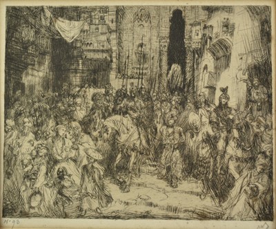 Lot 1369 - Marius Bauer (1867-1932) signed limited edition etching - 'Aladdin', 1911, numbered 93., plate 14cm x 17cm, mounted