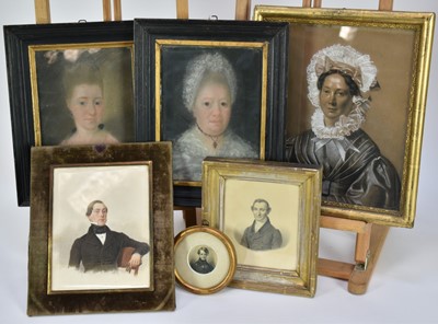 Lot 343 - Collection of six 19th century portraits relating to the Brandt family and other relatives