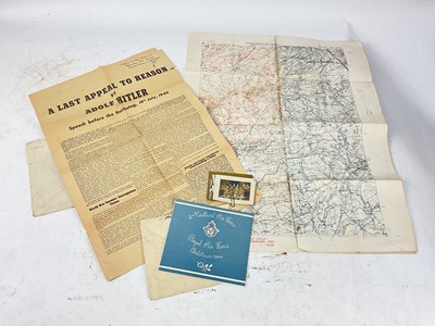 Lot 656 - Second World War Nazi German propaganda newspaper with annotation 'Dropped by Nazi plane at Rogerstone Mon. 2:30am Sunday morning, 4th August 1940', together with a Second World War R.A.F. Christma...