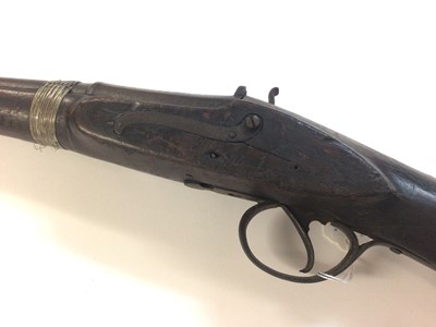 Lot 979 - Large Indian percussion trade musket with two stage barrel with flared muzzle, full stocked with ramrod 161 cm